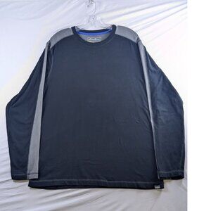Eddie Bauer Mens Large Travex Long Sleeve‎ Shirt Black Gray Faded Crewneck Tee